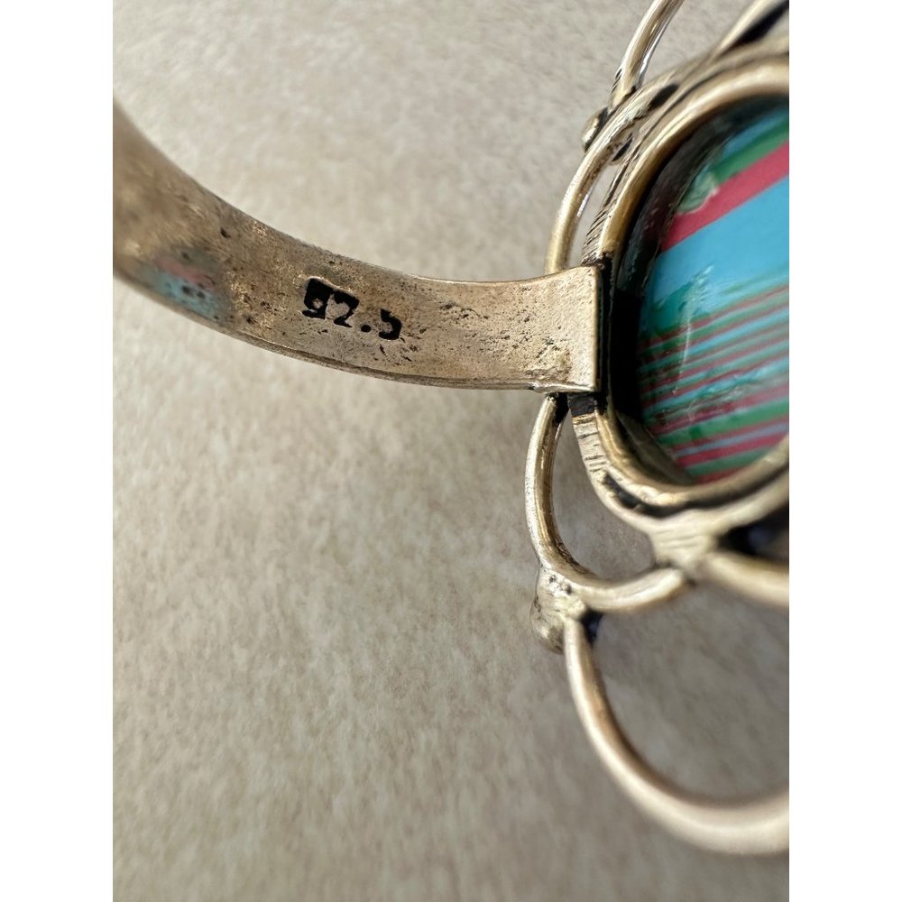 Solid 925 Sterling Silver Multicolor Blue Green R… - image 7